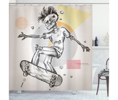 Skating Skeleton Boy Shower Curtain