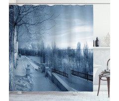 Ice Cold Snowy Scenery Shower Curtain