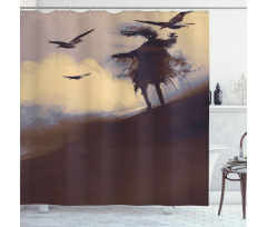 Dark Soul Crows on Hills Shower Curtain