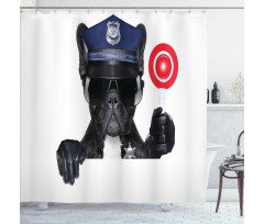 Pug Dog Police Costume Shower Curtain