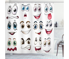 Hand Drawn Emoji Faces Shower Curtain