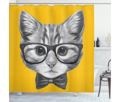 Baby Hipster Kitten Cat Shower Curtain