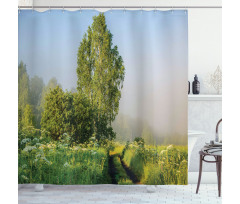Path with Trees Flowers Shower Curtain