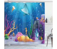 Marine Life Fish Moss Shower Curtain