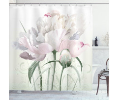 Pink Rose Tulip Abstract Shower Curtain
