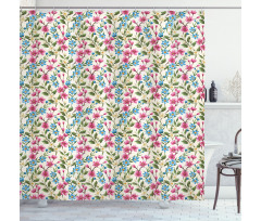 Shabby Plant Leaves Buds Shower Curtain