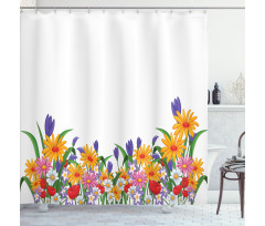 Cartoon Garden Tulips Shower Curtain