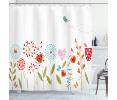 Romantic Hearts Design Shower Curtain