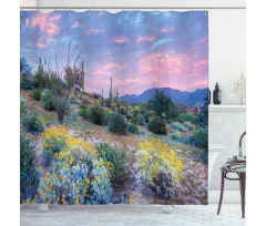 Mountain Floral Scenery Shower Curtain