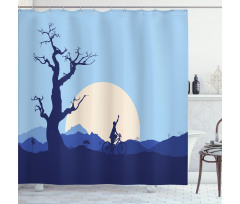 Rising Moon in Forest Shower Curtain