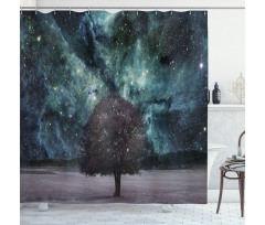 Nebula Galaxy Planet Tree Shower Curtain