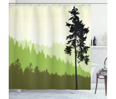 Pine Tree Silihouette Shower Curtain