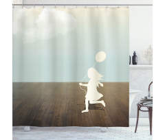 Little Girl with Balloon Shower Curtain