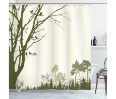 Forest Birds on Tree Shower Curtain