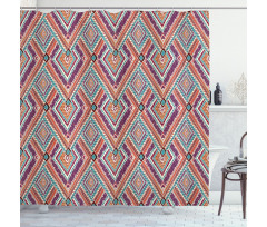 Diagonal Ethno Pattern Shower Curtain