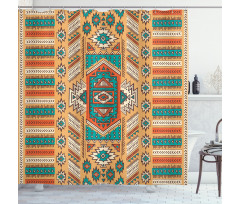 Tribal Duş Perdesi Etnik Kilim Motifli