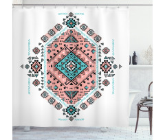 Geometrik Duş Perdesi Etnik Kilim Boho Hippi Motifli