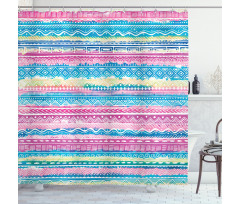 Watercolor Aztec Stripes Shower Curtain
