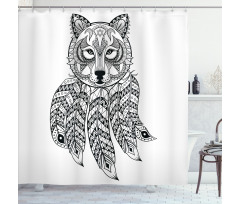 Native America Wolf Head Shower Curtain