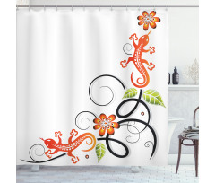 Baby Lizard and Flower Shower Curtain