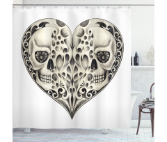 Twin Heart Design Shower Curtain