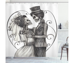 Skeleton Marriage Shower Curtain