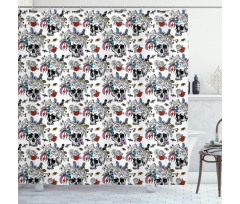 Skulls and Flowers Shower Curtain