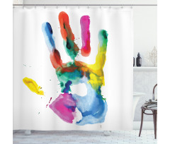 Colored Human Hand Shower Curtain