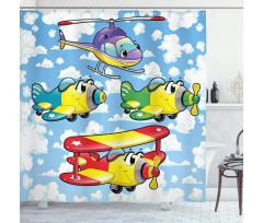 Kids Airplanes Sky Shower Curtain