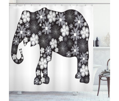 Floral Elephant Pattern Shower Curtain