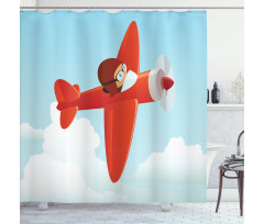 Airplane Flying Cloud Shower Curtain