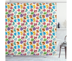 Children Pattern Colored Shower Curtain