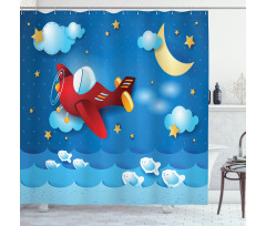 Moon and Stars Shower Curtain