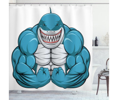 Toothy White Shark Smiling Shower Curtain