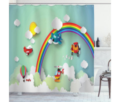 Rainbow Sunny Sky Baby Shower Curtain