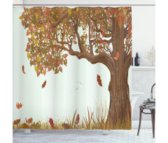 Deciduous Oak Leaves Shower Curtain