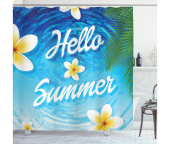 Palm Leaves Plumeria Shower Curtain