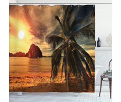 Coconut Palm Tree Beach Shower Curtain