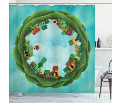 Small Town Round Artwork Shower Curtain