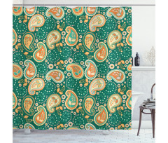 Folkloric Paisley Flowers Shower Curtain