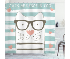 Hipster Cartoon Cat Art Shower Curtain