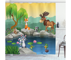 Funny Mascot Animals Shower Curtain