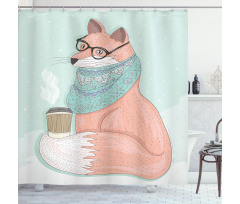 Hipster Fox Glasses Shower Curtain