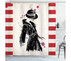 Modern Woman in Coat Shower Curtain