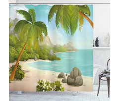 Palm Trees and Rocks Shower Curtain