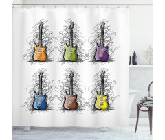 Guitar Collage for Teens Shower Curtain