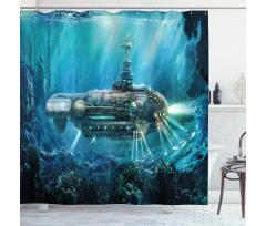 Science Fiction Submarine Shower Curtain