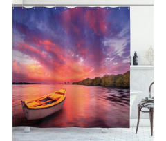 Sea Coast with a Rowboat Shower Curtain