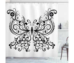 Swirled Wing with Flower Shower Curtain