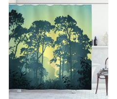 Mist Forest Trees Scene Shower Curtain